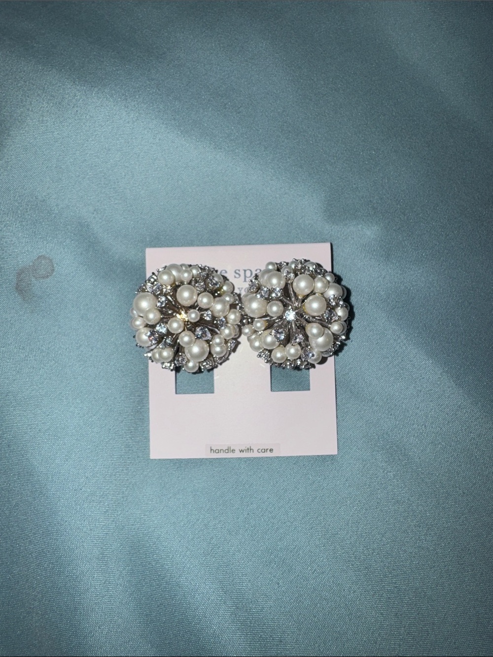 kate spade Pearl Cluster Statement Earrings in White and Silver
